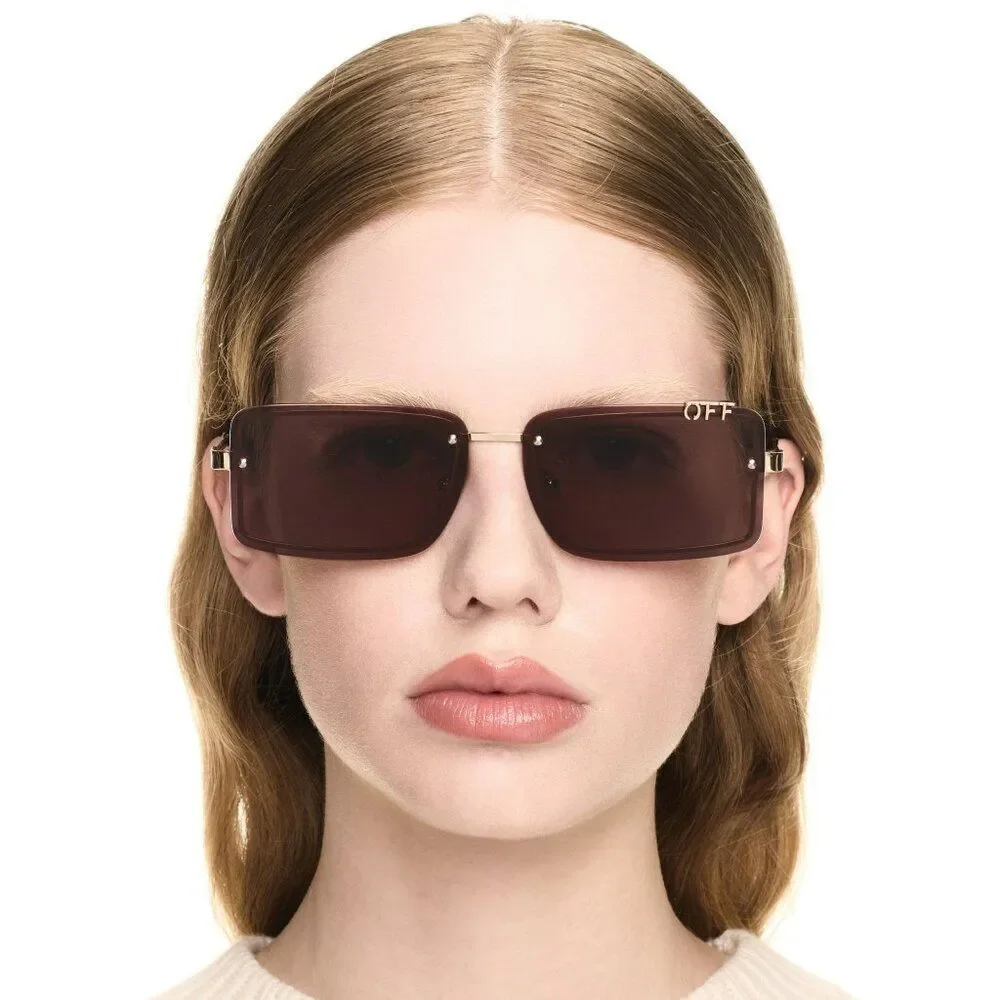 SALE!!! Off-White TAMPA Men Sunglasses Gold Brown Rectangular OERI13N TAMPA 7664